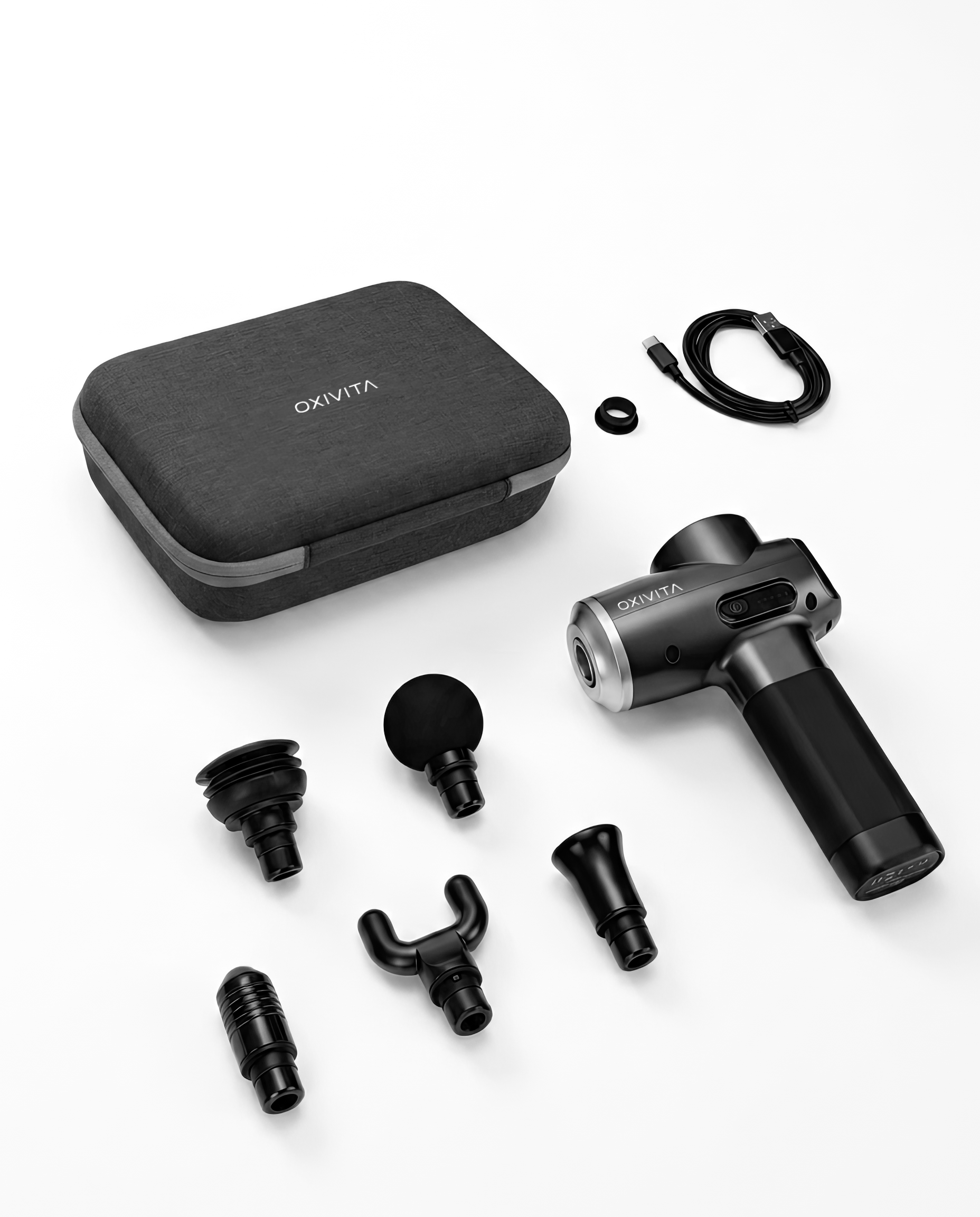 OXIVITA CORE M1 med väska, USB-C-laddare och 5 massagehuvuden